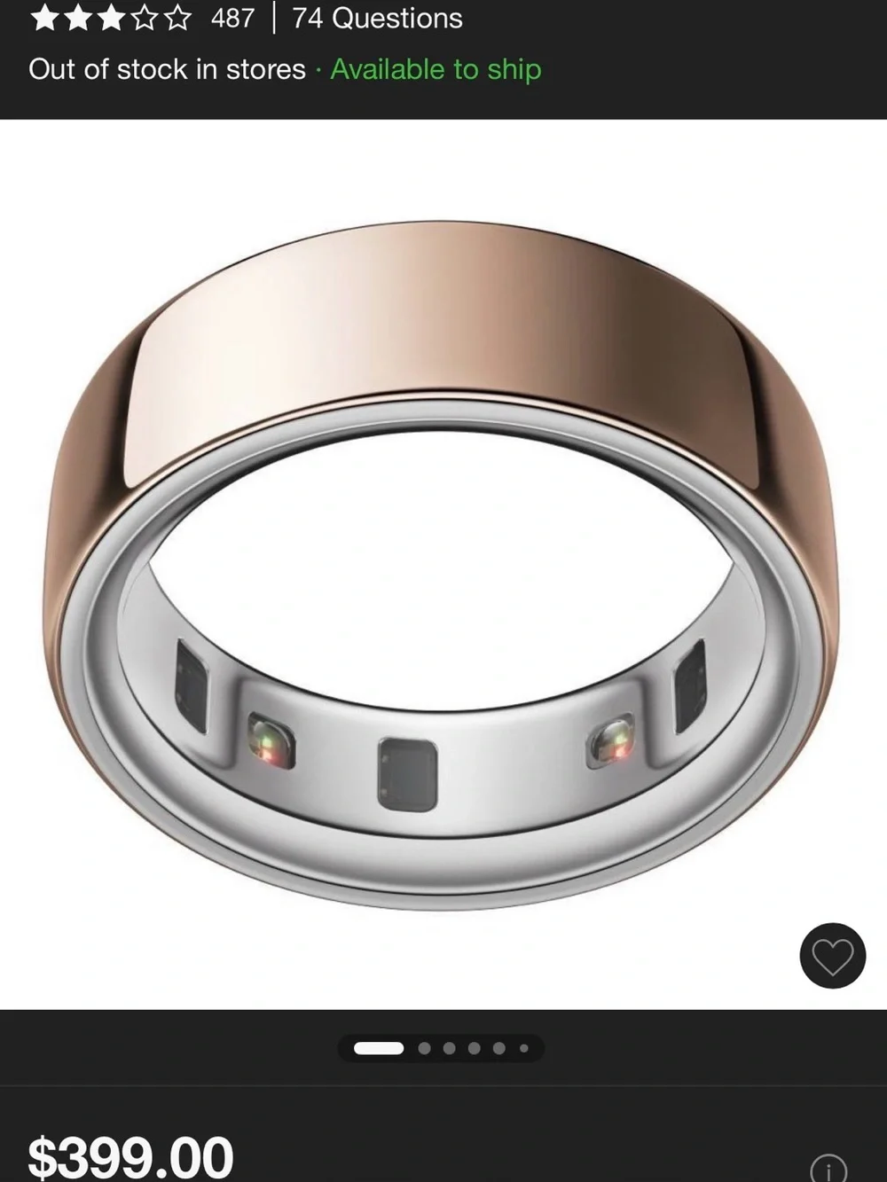 Oura Ring 4 - Gold Smart Ring (Size 9)